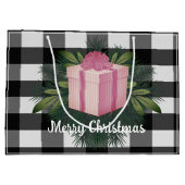 Buffalo Kariert Weihnachtsgeschenk | Rosa Große Geschenktüte (Rückseite)