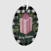 Buffalo Kariert Weihnachtsgeschenk | Rosa Ornament (Vorderseite)