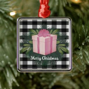 Buffalo Kariert Weihnachtsgeschenk   Rosa Ornament Aus Metall