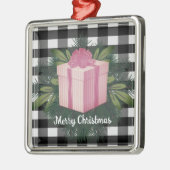 Buffalo Kariert Weihnachtsgeschenk | Rosa Ornament Aus Metall (Links)