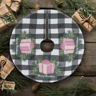 Buffalo Kariert Weihnachtsgeschenk   Rosa Polyester Weihnachtsbaumdecke