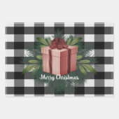 Buffalo Kariert Weihnachtsgeschenk | Rot Geschenkpapier Set (Vorderseite)