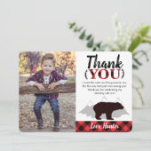 Buffalo Kariert Wild Bear Lumberjack Foto Dankeskarte (Stehend Vorderseite)