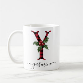 Buffalo Kariert Y Monogram Weihnachtskaffee Tasse