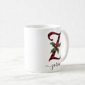 Buffalo Kariert Z Monogram Weihnachtskaffee Tasse (VorderseiteRechts)