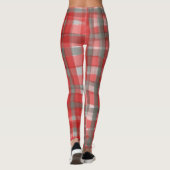 Buffalo karierte Aquarellfarbe Tartan Rot Grauer K Leggings (Rückseite)