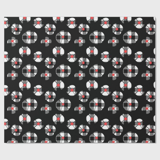 Buffalo Karierte Blume auf schwarz Geschenkpapier (Flach)
