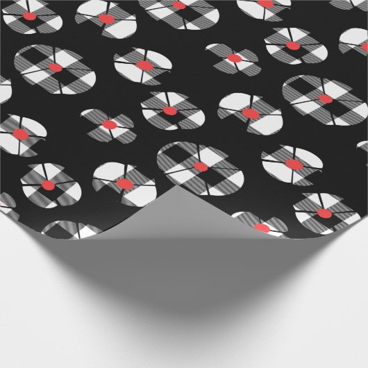 Buffalo Karierte Blume auf schwarz Geschenkpapier (Ecke)