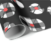 Buffalo Karierte Blume auf schwarz Geschenkpapier (Rolleneckpunkt)