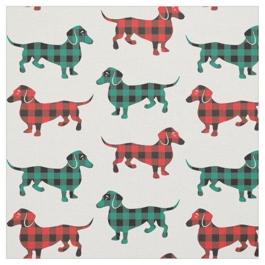 Buffalo Karierte Dackeln Weihnachtsfarben Stoff (Muster)