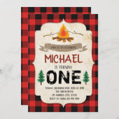 Buffalo karierte Feuerwehr-Party Einladung (Vorne/Hinten)