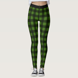 Buffalo Karierte Leggings aus schwarzem und grüne