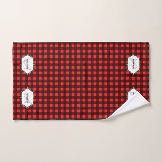 Buffalo karierte Monogramm Familienname DIY Initia Badhandtuch Set (Handtuch)