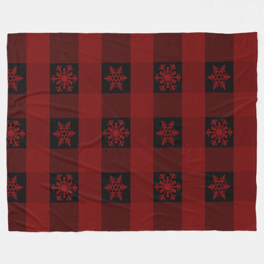 Buffalo Karierte Ornamente Schneeflocken Fleecedecke (Vorderseite (Horizontal))