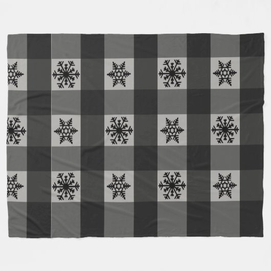 Buffalo Karierte Ornamente Schneeflocken Fleecedecke (Vorderseite (Horizontal))