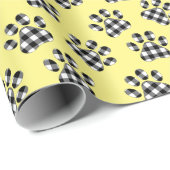 Buffalo-Karierte Paw-Prints auf Gelb Geschenkpapier (Rolleneckpunkt)