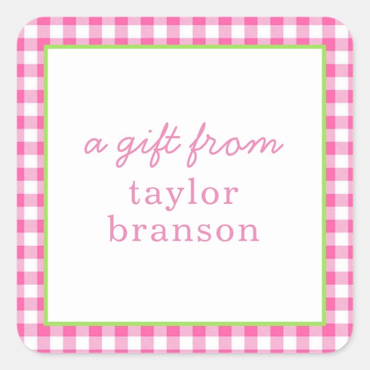 Buffalo Karierte Personalisierte Geschenkaufkleber Quadratischer Aufkleber (Vorderseite)