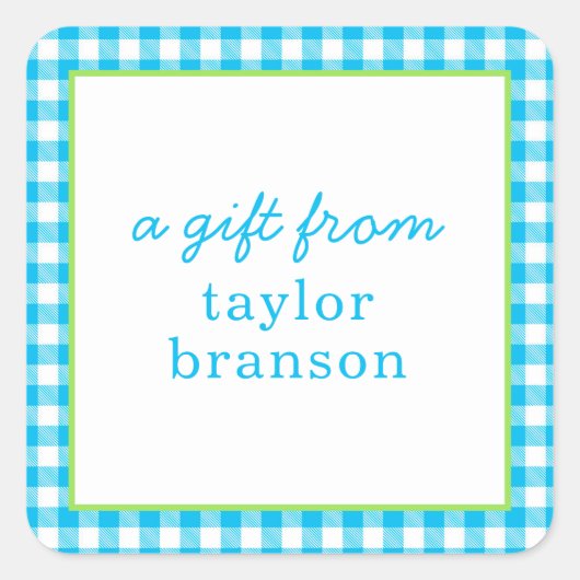 Buffalo Karierte Personalisierte Geschenkaufkleber Quadratischer Aufkleber (Vorderseite)