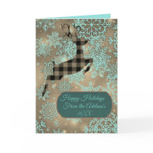 Buffalo Karierte Rentierschneeflocken Faltkarte