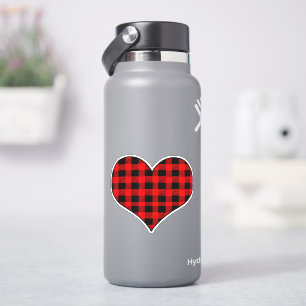 Buffalo karierte, rote und schwarze Valentinherz L Aufkleber