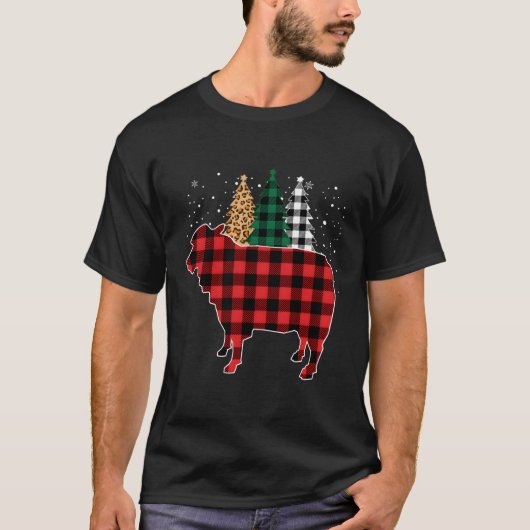 Buffalo Karierte Schafe Tree Leopard Weihnachten d T-Shirt (Vorderseite)