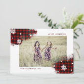 Buffalo karierte Schneeflocke Fotokarte Feiertagskarte (Stehend Vorderseite)