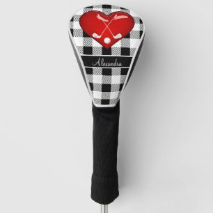Buffalo Karierte Schwarz-weiße Golfclubs Rotes Her Golf Headcover
