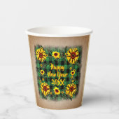 Buffalo Karierte Sonnenblumen Frohes Neues Jahr 20 Pappbecher (Vorderseite)