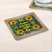 Buffalo Karierte Sonnenblumen Frohes Neues Jahr 20 Rechteckiger Pappuntersetzer (angewinkelt)