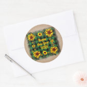 Buffalo Karierte Sonnenblumen Frohes Neues Jahr 20 Runder Aufkleber (Umschlag)