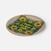 Buffalo Karierte Sonnenblumen Happy New Year 20xx Pappteller (Schrägansicht)