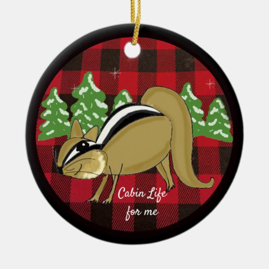 Buffalo Karierte Waldlandschaft Landhaus Keramik Ornament (Vorne)