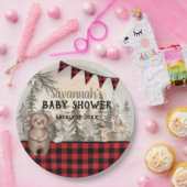 Buffalo Karierte Waldtiere Babydusche Pappteller (Party)