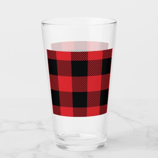 Buffalo Karierte Weihnachten Rot und Schwarzer Kar Glas (Vorderseite)