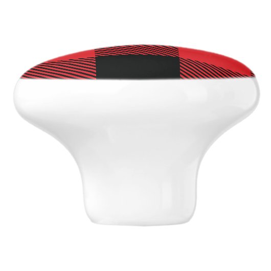 Buffalo Karierte Weihnachten Rot und Schwarzer Kar Keramikknauf (Seitenansicht)