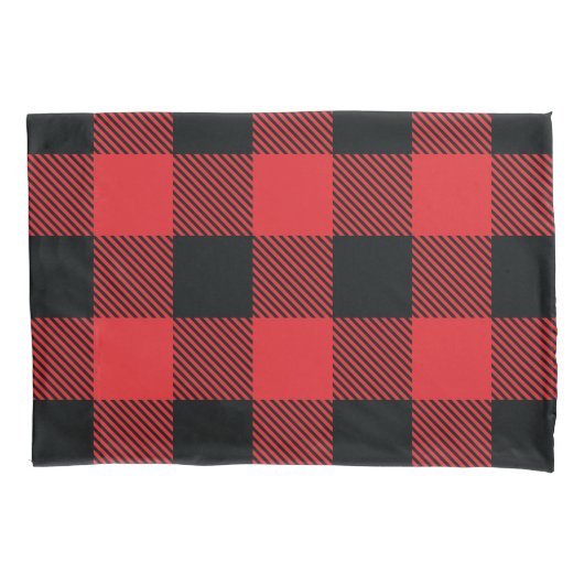 Buffalo Karierte Weihnachten Rot und Schwarzer Kar Kissenbezug (Vorderseite)