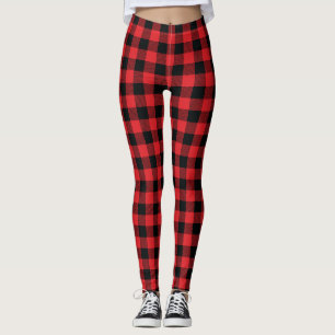 Buffalo Karierte Weihnachten Rot und Schwarzer Kar Leggings