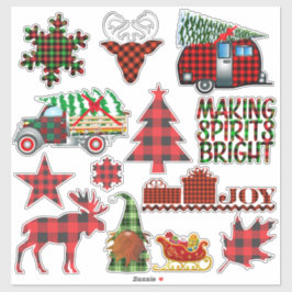 Buffalo Karierte Weihnachts-Weihnachtselemente Aufkleber