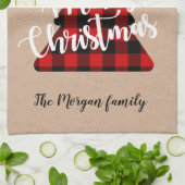 Buffalo Karierte Weihnachtsbaum Monogram Geschirrtuch (Gefaltet)