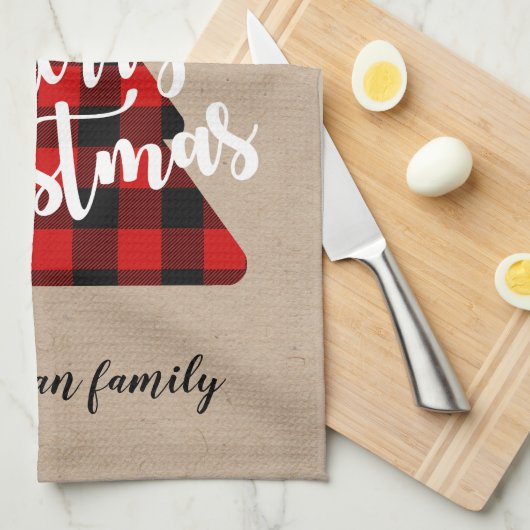 Buffalo Karierte Weihnachtsbaum Monogram Geschirrtuch (Viertel Falte)