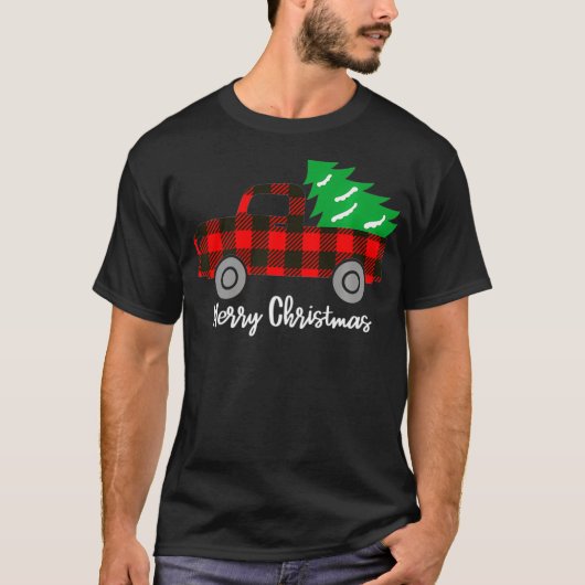 Buffalo Karierte Weihnachtsbaum Red Truck Premium  T-Shirt (Vorderseite)