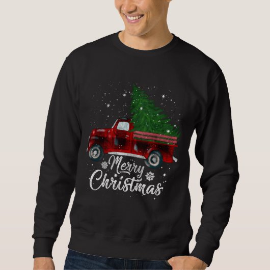 Buffalo Karierte Weihnachtsbaum Red Truck Vintag C Sweatshirt (Vorderseite)
