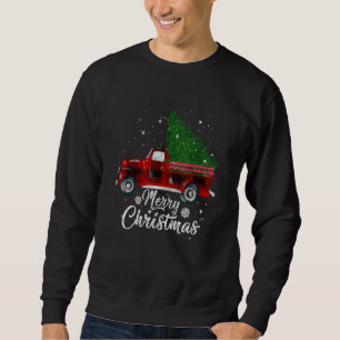 Buffalo Karierte Weihnachtsbaum Red Truck Vintag C Sweatshirt