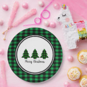 Buffalo Karierte Weihnachtsbaume und Grenze Pappteller (Party)