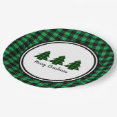 Buffalo Karierte Weihnachtsbaume und Grenze Pappteller (Schrägansicht)