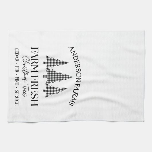 Buffalo Karierte Weihnachtsbaumfarm Schwarz-weiß Geschirrtuch (Horizontal)