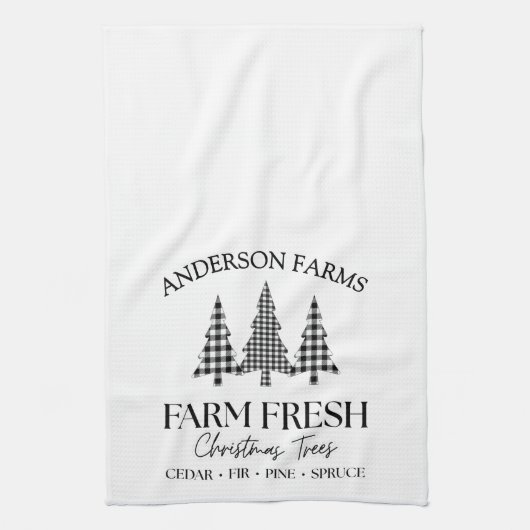 Buffalo Karierte Weihnachtsbaumfarm Schwarz-weiß Geschirrtuch (Vertikal)