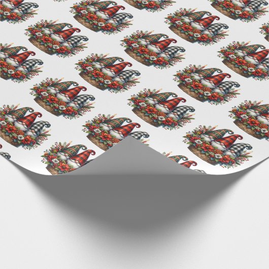 Buffalo Karierte Weihnachtsgnomes Geschenkpapier (Ecke)
