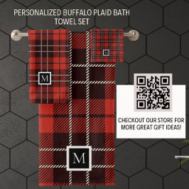 Buffalo Karierte Weihnachtsrot Gemustert Badhandtuch Set