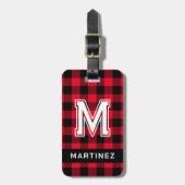 Buffalo Karierter Gepäckanhänger mit Monogramm (Vorderseite vertikal)